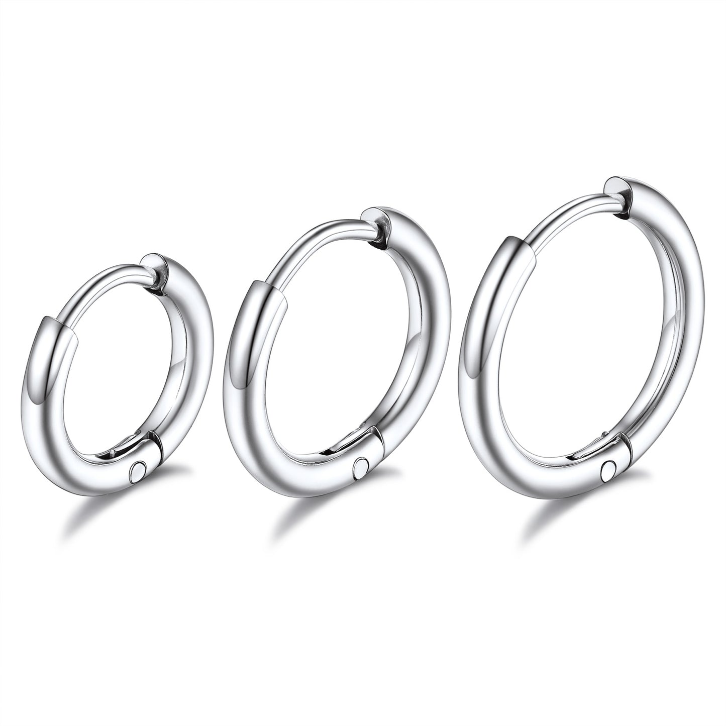 ChainsPro 3 Pairs Stainless Steel Hoop Earrings 8mm/10mm/12mm Gold Plated Huggie Earrings for Men Women