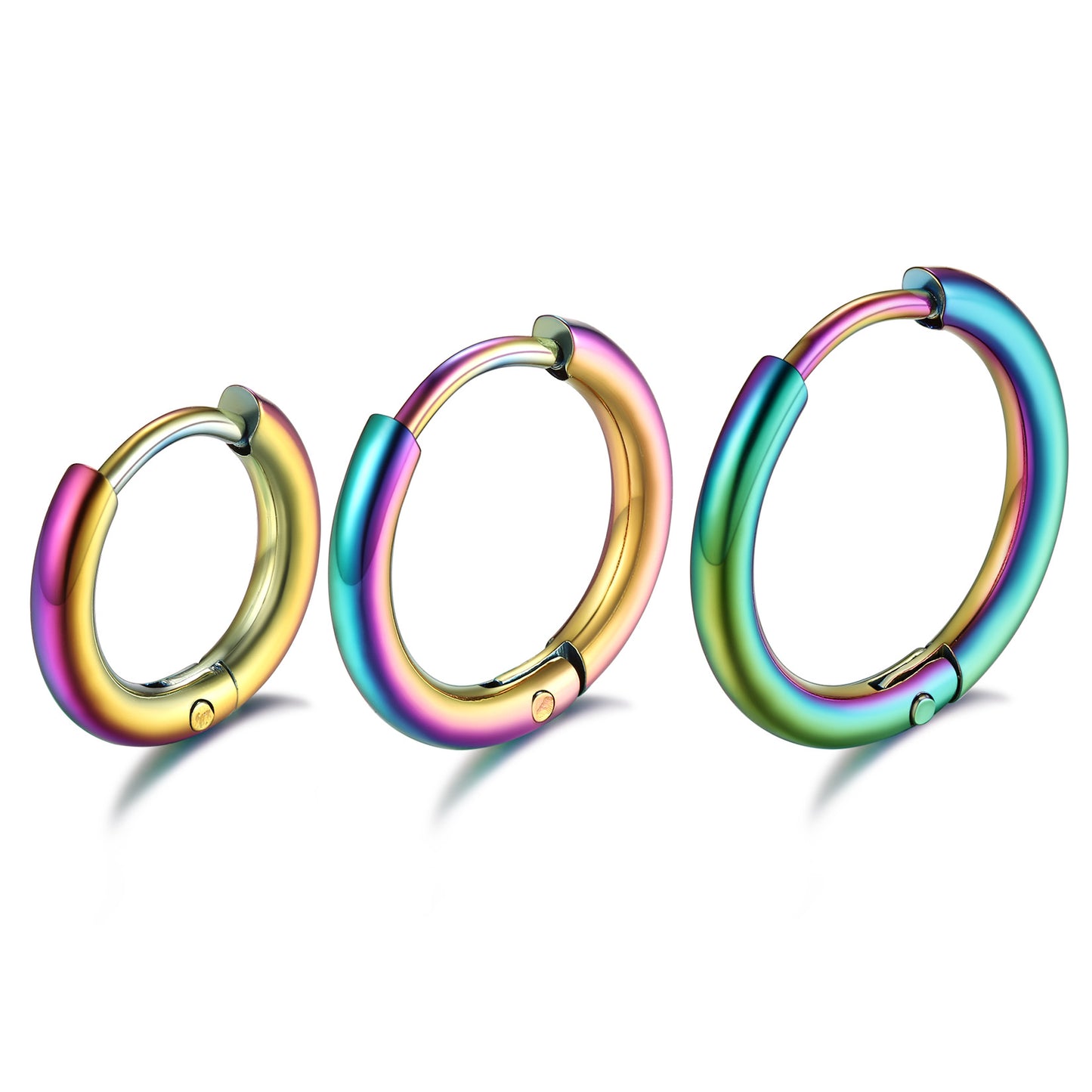 ChainsPro 3 Pairs Stainless Steel Hoop Earrings 8mm/10mm/12mm Gold Plated Huggie Earrings for Men Women