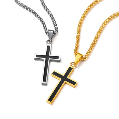 ChainsPro Mens Christian Cross Pendant Necklace Chain