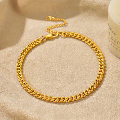 Gold Ankle Bracelets for Women Cuban Link Anklet Chain 18K Gold Plated Summer Bitch Jewelry