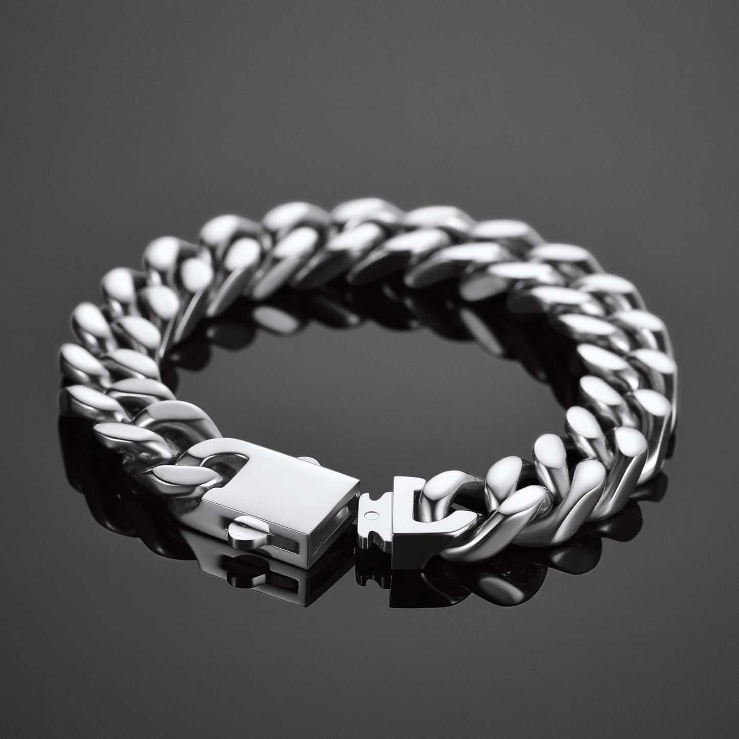 Thick Bracelets 12mm Wide 8.3inch Minimal Cuban Link Bracelet for Men Stainless Steel Bracelet