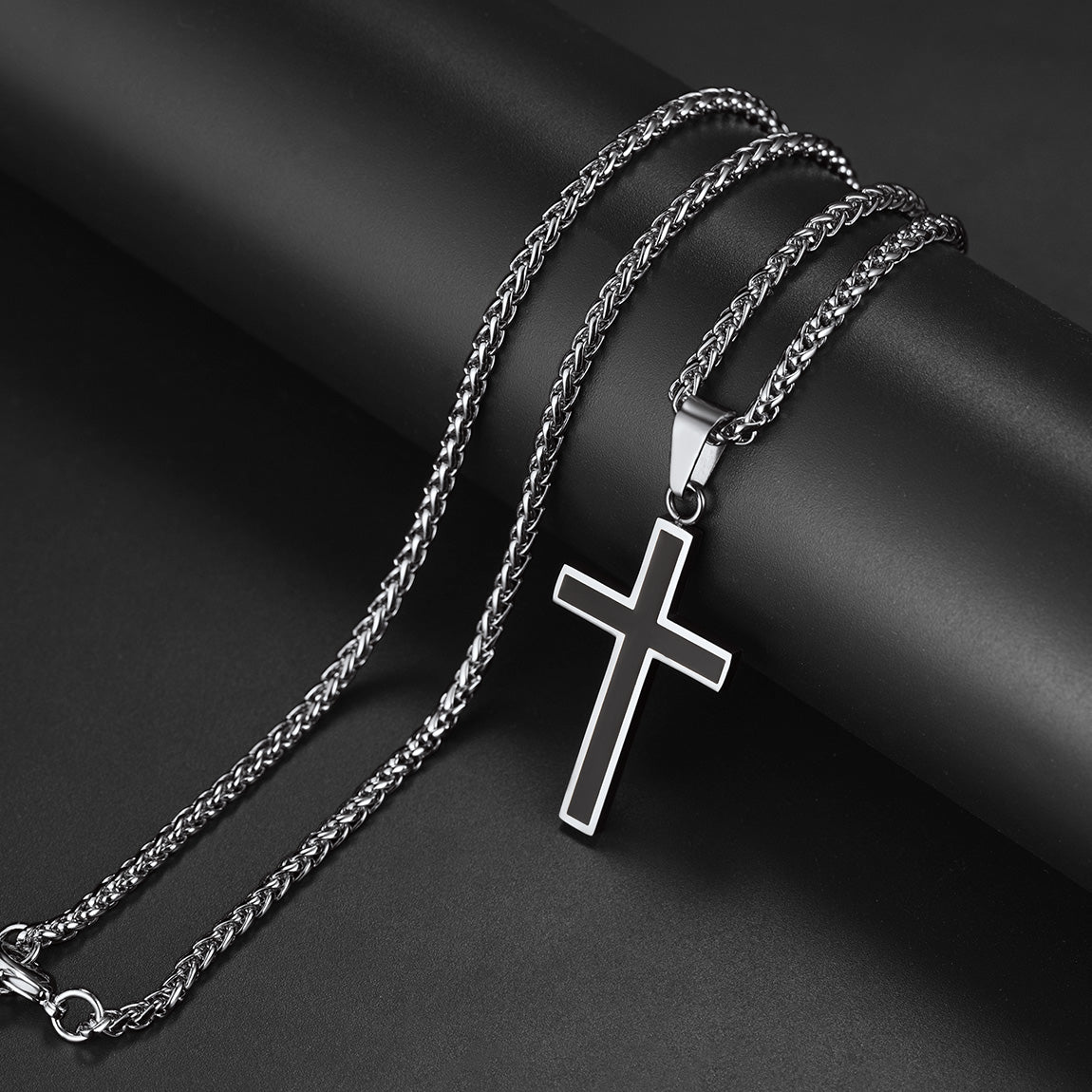 ChainsPro Mens Christian Cross Pendant Necklace Chain