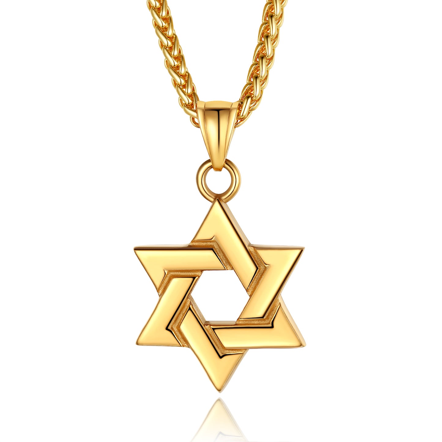 Black Jewish Necklace Stainless Steel Chain Star of David Pendant