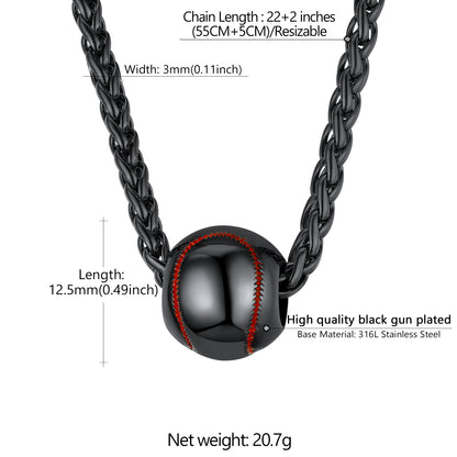 ChainsPro Sports Necklaces Wheat Rope Chain Baseball Pendant  for Men
