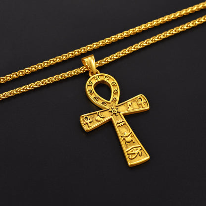 ChainsPro Men Stainless Steel Ankh Cross Necklace, Egyptian Jewelry