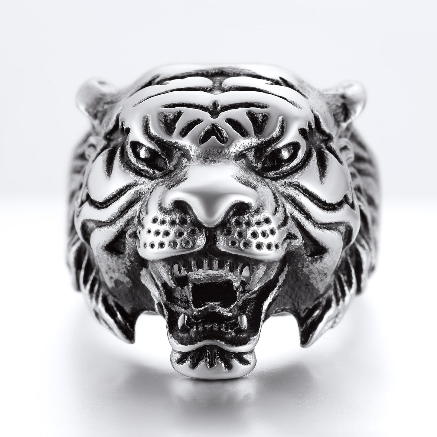 ChainsPro Stainless Steel Ring Men Rapper Tiger Rings Costume Jewelry