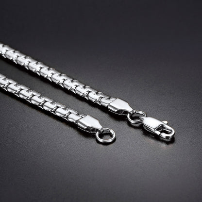 Stainless Steel Flat Box Chain Male Necklace 18 Inch 4/6mm Hip Hop Jewelry