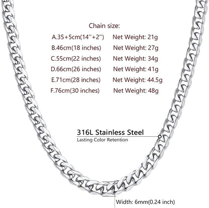 Stainless Steel Chains for Women Necklace 3/6/9/12mm Choker Curb Chain Length 14-30inch
