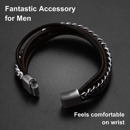 ChainsPro Braided Bracelet Leather Bracelet for Men Black Wristbands Bracelets Male Cool Bracelets Goth Bracelets