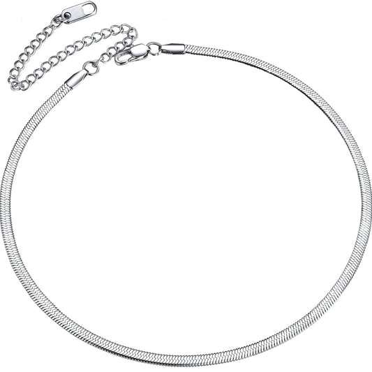 ChainsPro Stainless Steel Snake Choker Necklace Women 15 inch+9cm Chic Dainty Choker Chain Layered Necklace