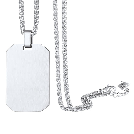 ChainsPro Men Blank Dog Tags Necklace, Personalized Gifts, Stainless Steel/Gold Plated/Black