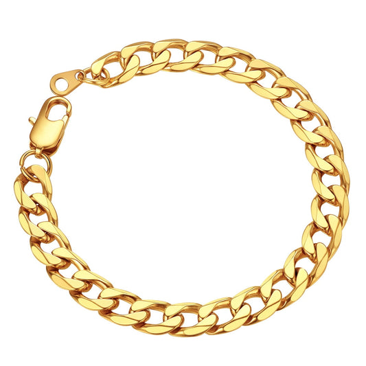 ChainsPro Gold Wrist Bracelet for Men 8mm 7.5 inch Cuban Bracelets