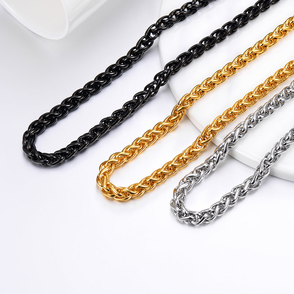 ChainsPro Mens Necklace Chain for Pendant Wheat Chain
