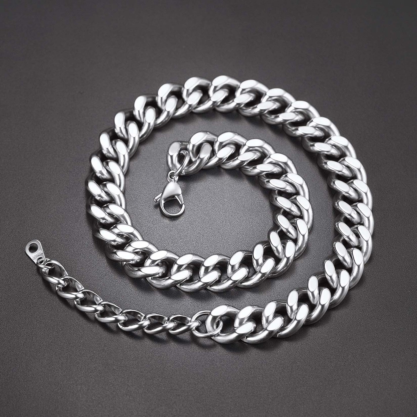 Mens Necklace Cuban Chain Choker 12mm 14 inch Stainless Steel Choker Neck Chains for Men