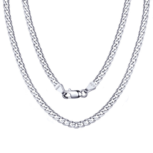 ChainsPro Solid 925 Sterling Silver Cuban Chain Women Men Necklace, 3mm/5mm, 14"-28", Jewelry Gifts for Men/Women