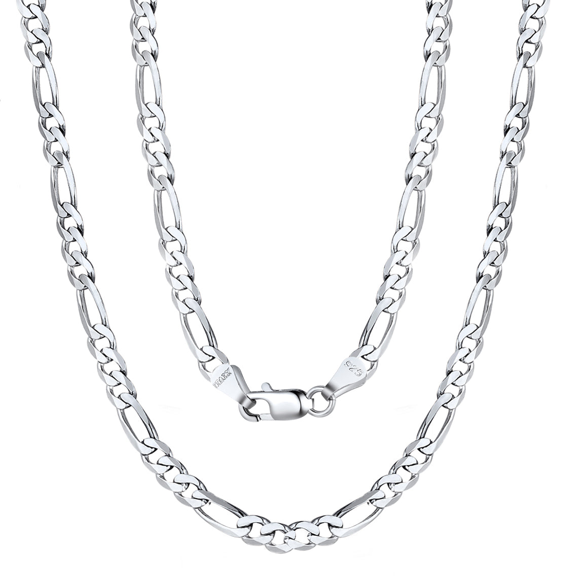 ChainsPro Solid 925 Sterling Silver Figaro Chain Men Women Necklace, 3mm/5mm, 14"-28", Jewelry Gifts for Men/Women