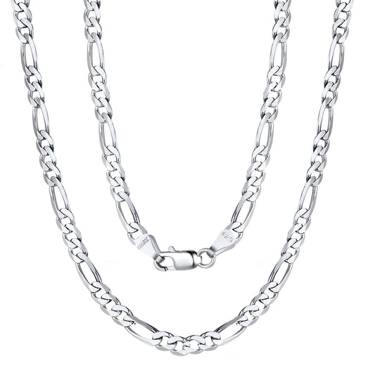 ChainsPro Solid 925 Sterling Silver Figaro Chain Men Women Necklace, 3mm/5mm, 14"-28", Jewelry Gifts for Men/Women