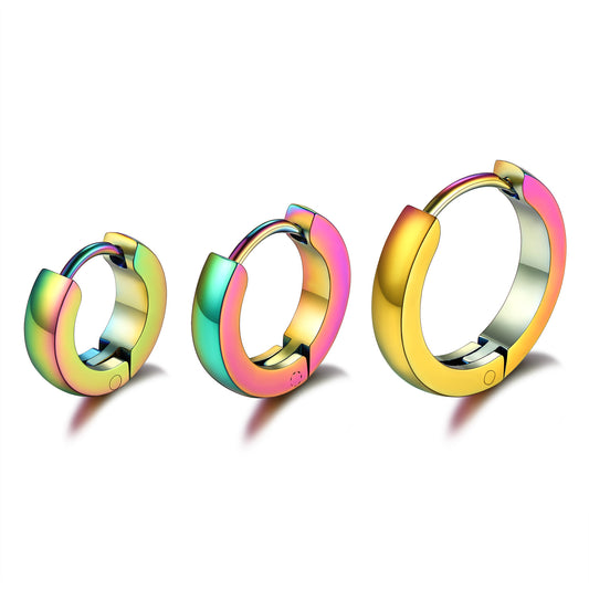 ChainsPro 3 Pairs Stainless Steel Hoop Earrings 14K Gold Plated Huggie Cartilage Hoop Earrings for Women Men