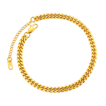 Gold Ankle Bracelets for Women Cuban Link Anklet Chain 18K Gold Plated Summer Bitch Jewelry