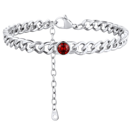 ChainsPro 7mm Cuban Link Anklet for Men Women Birthstone Chain Ankle Bracelets, Stainless Steel