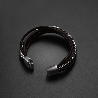 ChainsPro Braided Bracelet Leather Bracelet for Men Black Wristbands Bracelets Male Cool Bracelets Goth Bracelets