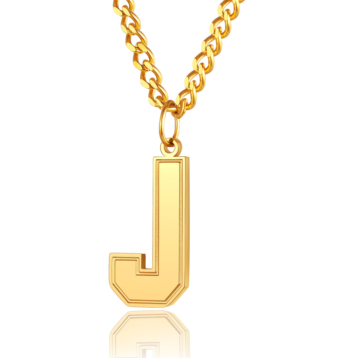 ChainsPro Chain Necklace with Letter J for Mens Jewelry Gifts s 18K Gold Plated Chain