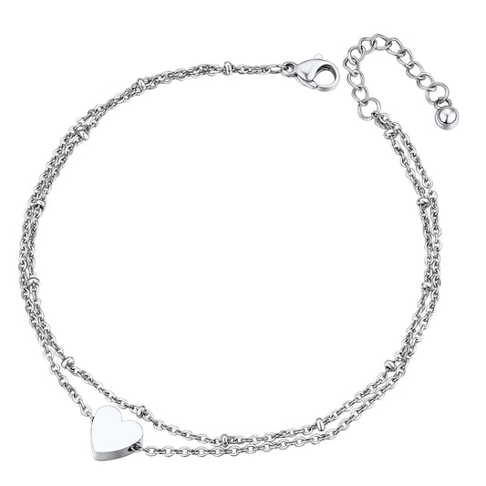 ChainsPro Ankle Bracelets for Women Layered Heart Charm Anklets Foot Chain Summer Boho Beach Gift