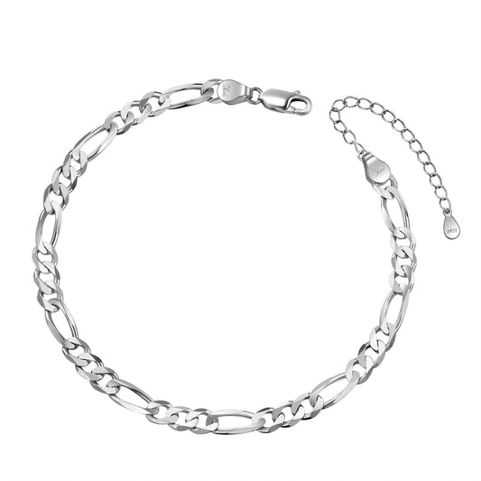 ChainsPro Anklet Chain for Women Men, 925 Sterling Silver Figaro Foot Bracelet Jewelry Gift