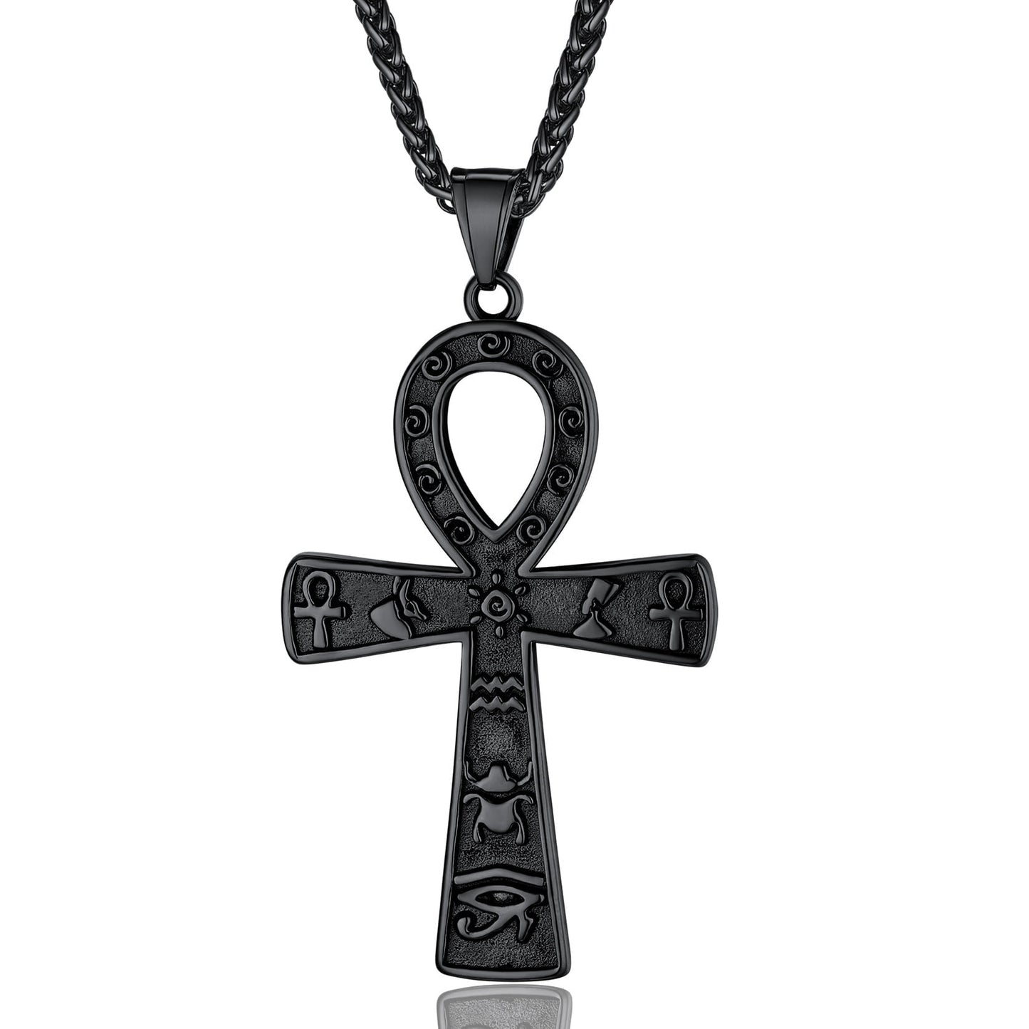 ChainsPro Men Stainless Steel Ankh Cross Necklace, Egyptian Jewelry