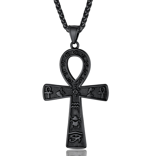 ChainsPro Men Stainless Steel Ankh Cross Necklace, Egyptian Jewelry