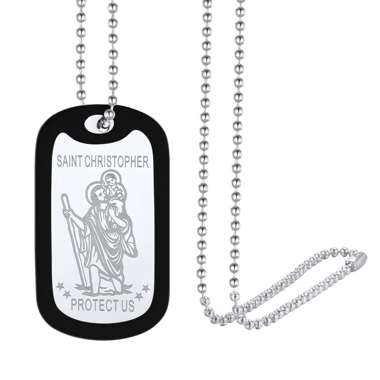 ChainsPro St Christopher Necklace for Men, Patron Saints of Travellers Christening Gifts for Boys¡ê?Stainless Steel