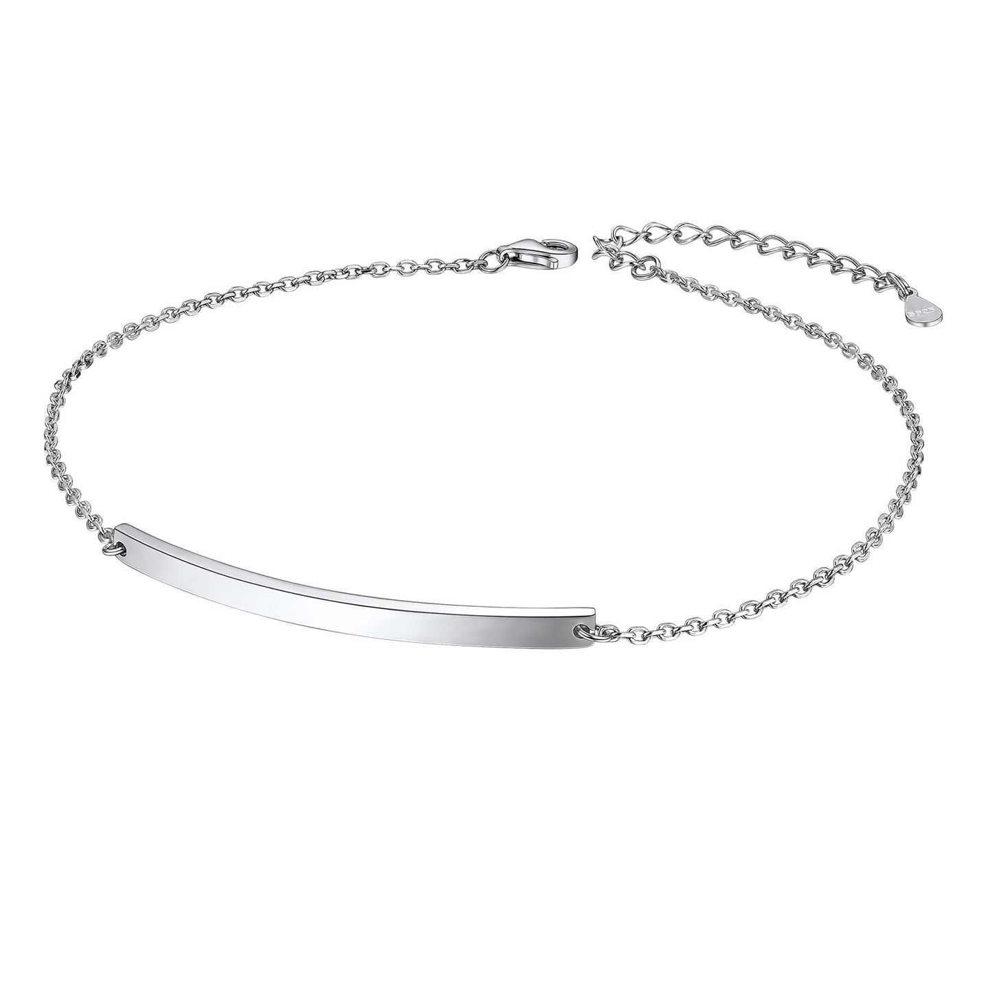 ChainsPro Womens S925 Sterling Silver Adjustable Anklet, Blank Ankle Bracelet, Summer Foot Jewelry
