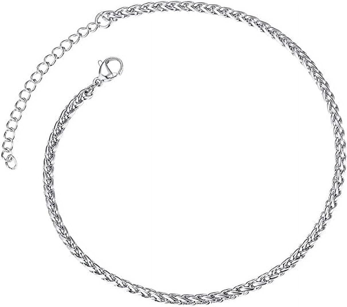 ChainsPro Anklet Chain for Women Men, 316L Stainless Steel Wheat Foot Bracelet Strong with Good Clasp
