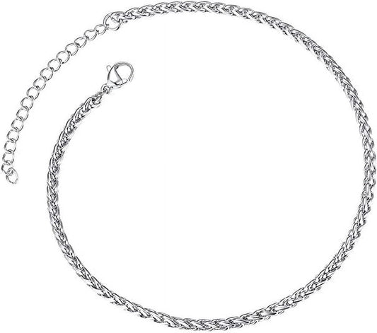 ChainsPro Anklet Chain for Women Men, 316L Stainless Steel Wheat Foot Bracelet Strong with Good Clasp