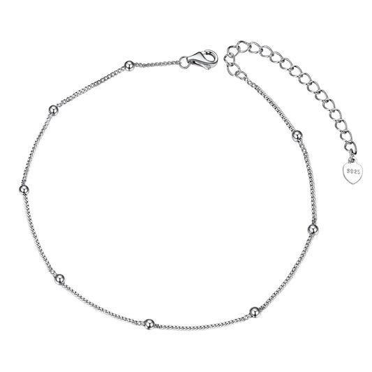 ChainsPro Sterling Silver Anklet Chain Silver Anklets Women Heart Ankle Bracelets Silver 925