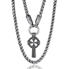Load image into Gallery viewer, Men Chunky Viking Celtic Necklace, with 28inches Chain, Stainless Steel Norse Viking Jewelry