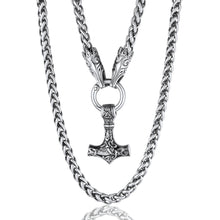 Load image into Gallery viewer, Men Chunky Viking Mjolnir Necklace, with 28inches Chain, Stainless Steel Norse Viking Jewelry