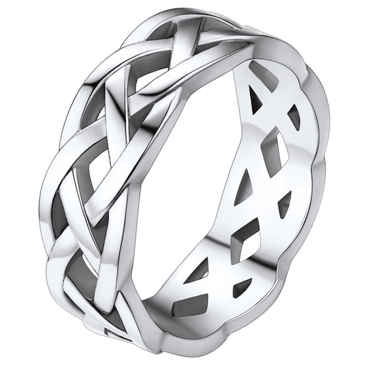 Celtic Knot Rings for Men/Women, 7mm Irish Band Ring, Stainless Steel, Size 07-14