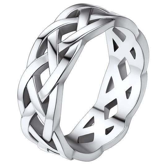 ChainsPro Celtic Knot Rings for Men/Women, 7mm Irish Band Ring, Stainless Steel, Size 07-14