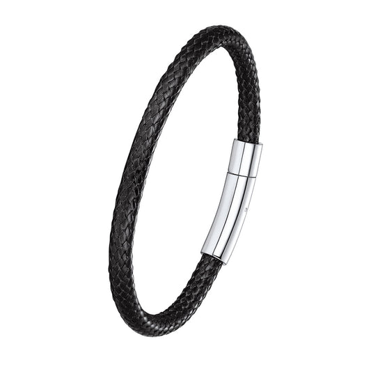 ChainsPro Waterproof Braided Rope Leather Bracelet for Men, Menfriend Gift, 5mm, 22CM