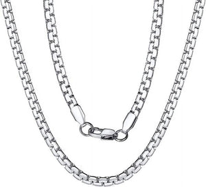 Stainless Steel Flat Box Chain Male Necklace 18 Inch 4mm Hip Hop Jewelry