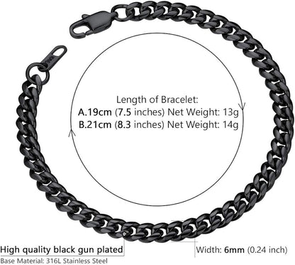 ChainsPro Men Bracelets Stainless Steel 19CM Wrist Chain Men, Husband Dad Gift