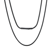 Load image into Gallery viewer, Men Black Waterproof Braided Leather Necklace Chain with Snap Clasp, 2mm Width, 16&quot;-30&quot;