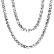 Load image into Gallery viewer, ChainsProMax Mens Necklace Chain for Pendant 3mm 18 inch Men Necklace Wheat Chain Silver Color