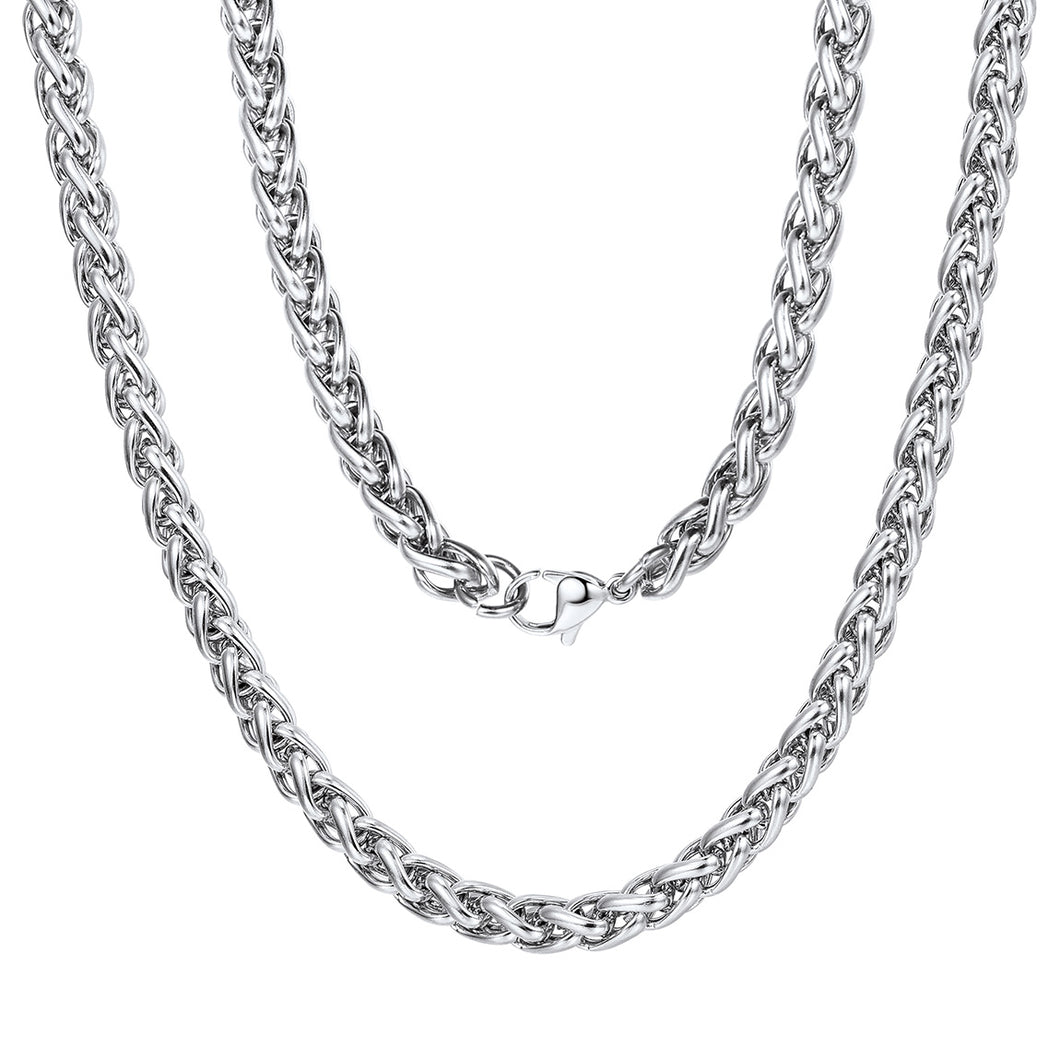ChainsProMax Mens Necklace Chain for Pendant 3mm 18 inch Men Necklace Wheat Chain Silver Color