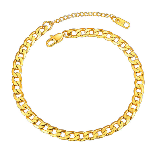 ChainsPro Ankle Bracelets for Women Anklet Gold Plated Anklets Mens Cuban Link Ankle Chain