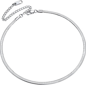 ChainsProMax Stainless Steel Snake Choker Necklace Women 15 inch+9cm Chic Dainty Choker Chain Layered Necklace