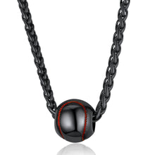 Load image into Gallery viewer, Baseball Chains Wheat Rope Chain Baseball Charm Black Softball Pendant Sports Chains Baseball Necklaces for Men Black Necklace