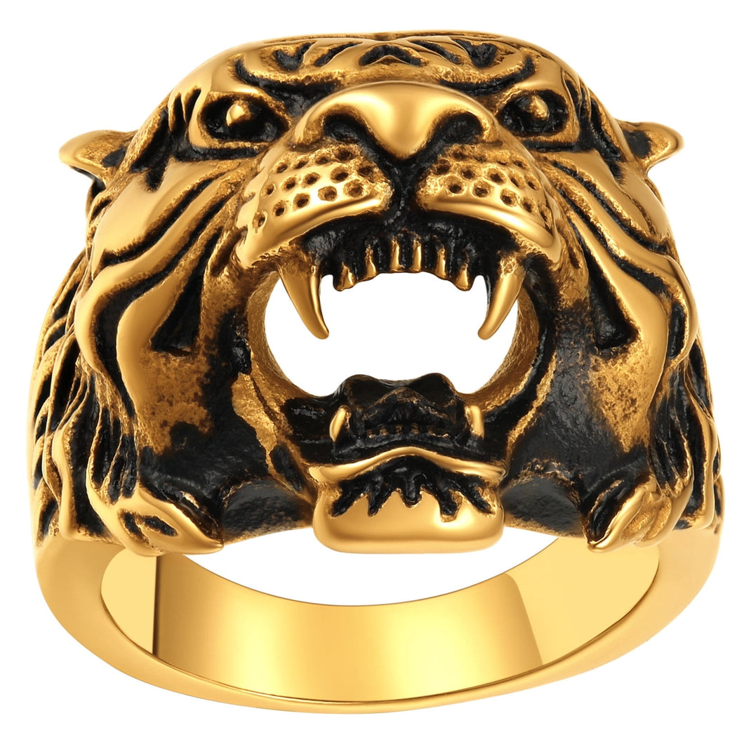 ChainsProMax Stainless Steel Ring Men Women Size 7 Rapper Tiger Ring Costume Jewelry