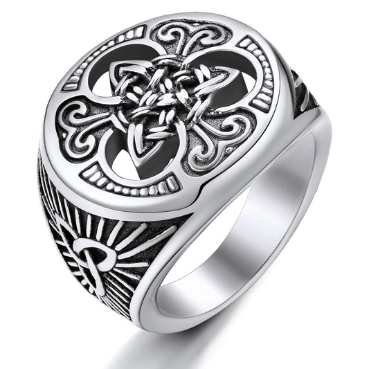 ChainsPro Men Viking Celtic Ring Norse Rune Spirit Rings Stainless Steel